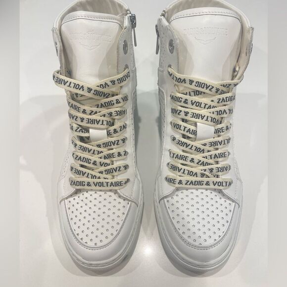 $398 Zadig & Voltaire ZV1747 High Flash Smooth Sneakers New - Picture 11 of 14